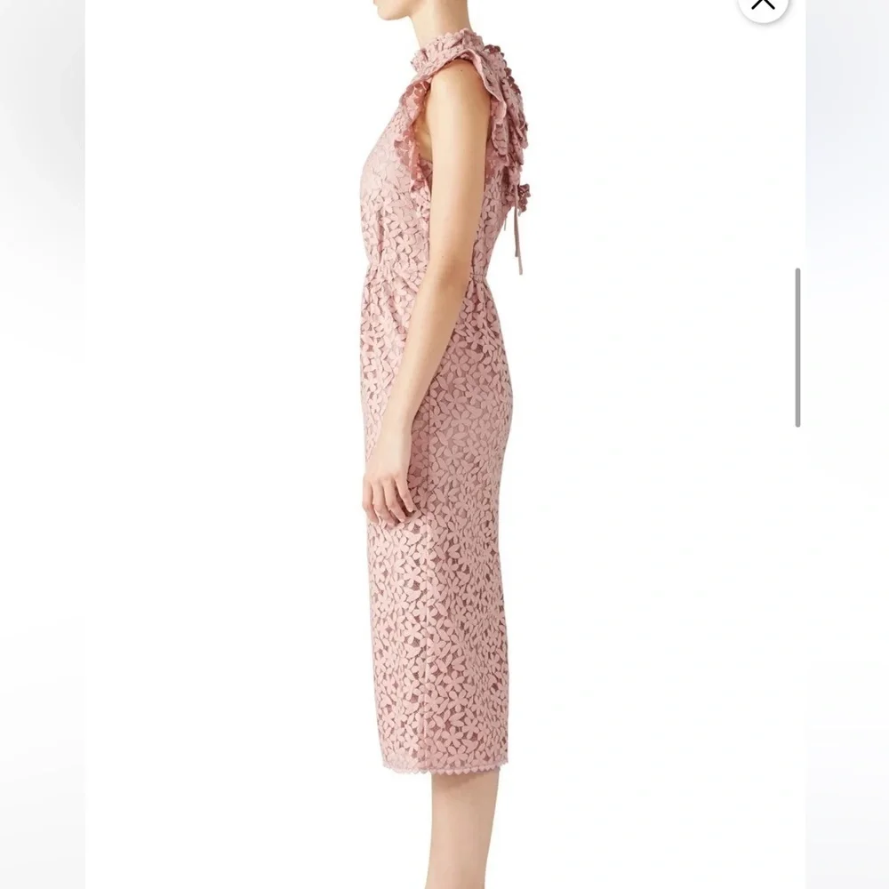 Kate Spade Flora Lace Ruffle Dress Pink Midi Sundress barbie crochet ruffle 8
